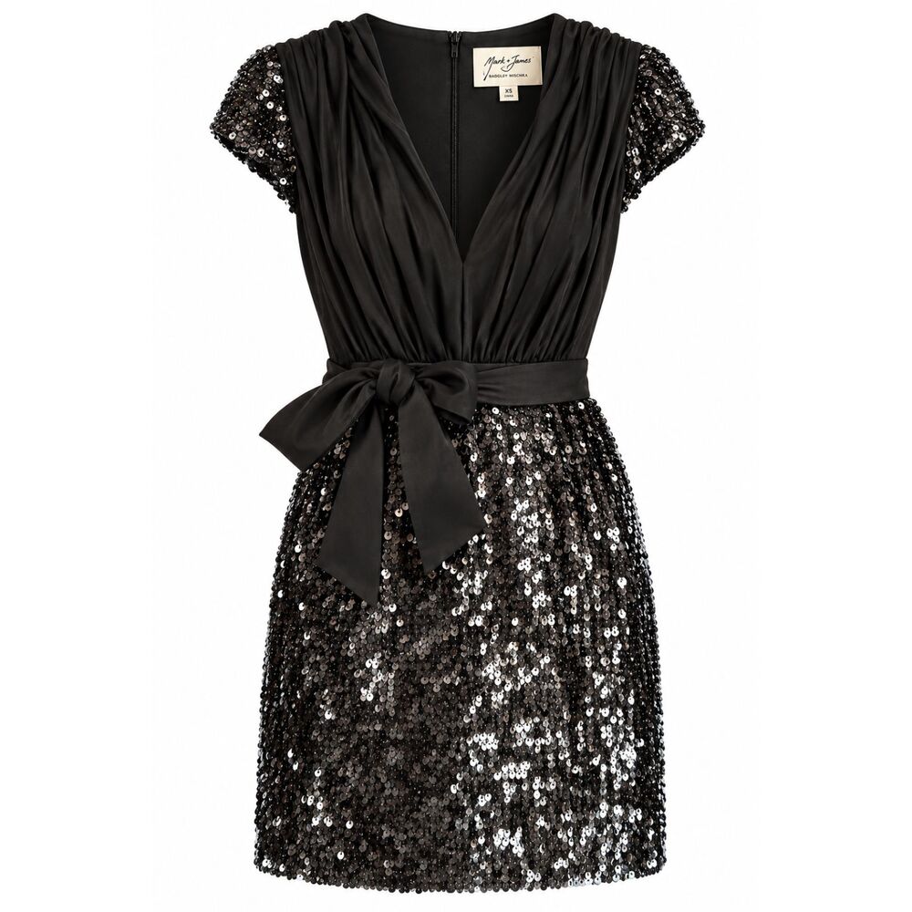 Mark + James Badgley Mischka Black Sequin Mini Dress